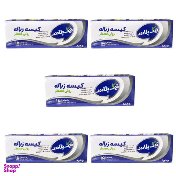 کیسه زباله تیک پلاس مدل رولی معطر 5 بسته 15 عددی