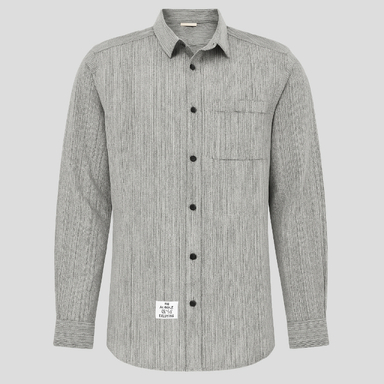 پیراهن آستین بلند پاییزه یقه برگردان مردانه مدل 1986112 رنگ طوسی