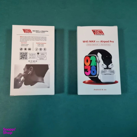 ساعت هوشمند ورنا مدل W45 Max به همراه هندزفری بیسیم مدل Airpod pro