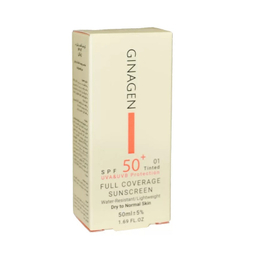 کرم ضد آفتاب رنگی ژیناژن SPF 50 مدل 01 مناسب پوست های خشک و نرمال حجم 50 میلی لیتر