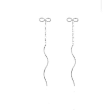 گوشواره نقره زنانه مدل کرلی بی نهایت کد 098