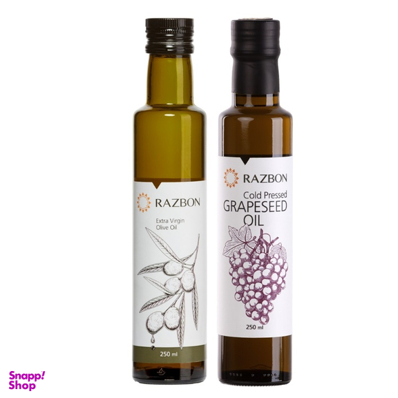 روغن زیتون فرابکر رزبن و روغن هسته انگور رزبن حجم 250 میلی لیتر بسته 2 عددی