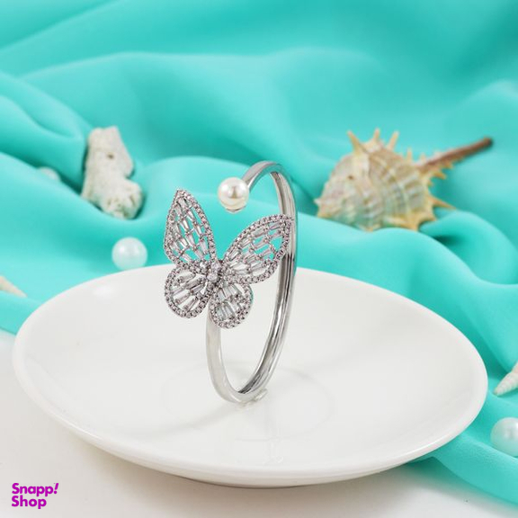 دستبند النگویی زنانه وای اس ایکس مدل پروانه و مروارید کد AAD-95