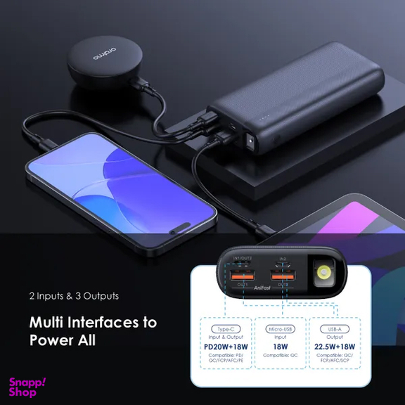 پاوربانک 22.5 وات اورایمو مدل Traveler PD ظرفیت 20000 میلی آمپر ساعت