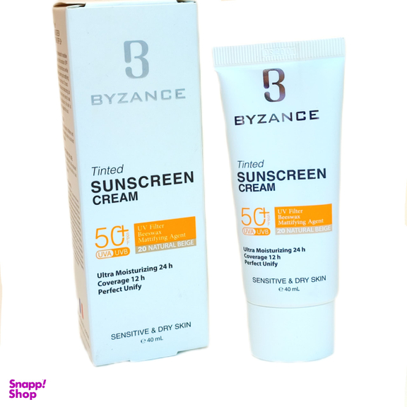 کرم ضد آفتاب بیزانس مناسب پوست خشک با +SPF50 شماره 20 رنگ بژ طبیعی حجم 40 میلی لیتر