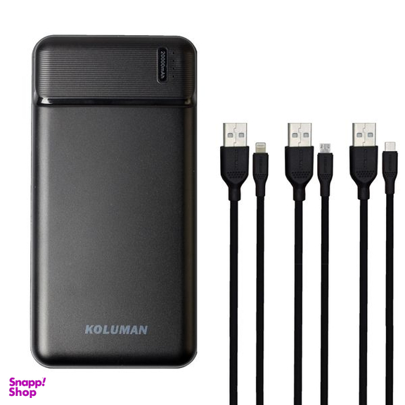 پاوربانک کلومن مدل KP-017 ظرفیت 20000 میلی آمپر ساعت به همراه کابل MICROUSB / USB-C/ لایتنینگ