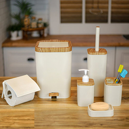 ست سرویس بهداشتی برتر مدل لیدوما طرح چوب مجموعه ۶ عددی