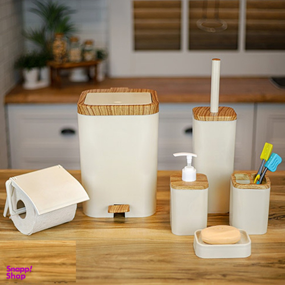 ست سرویس بهداشتی برتر مدل لیدوما طرح چوب مجموعه ۶ عددی