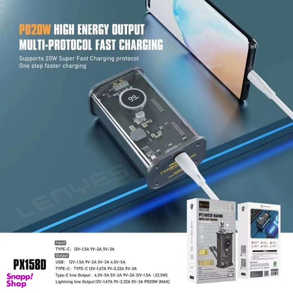 پاوربانک لنیز مدل PX1580 ظرفیت 10000 میلی‌ آمپر ساعت