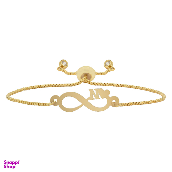 دستبند طلا 750 عیار زنانه شمیم گلد گالری مدل بینهایت و حرف N کد D64-22