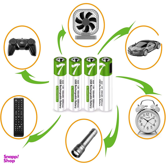 باتری نیم قلمی قابل شارژ اسمارتولز مدل یو اس بی AAAA بسته 4 عددی
