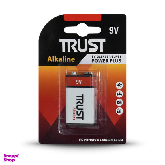 باتری کتابی تراست مدل Alkaline Power plus 9V