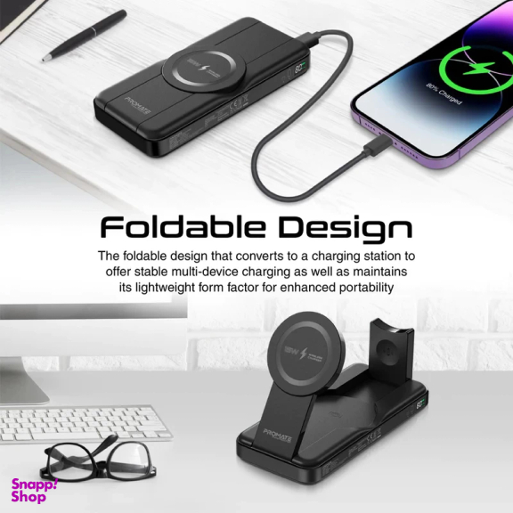 پاوربانک پرومیت مدل POWERPACK-FOLD ظرفیت 10000 میلی آمپر ساعت
