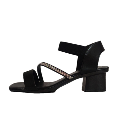 صندل پاشنه دار زنانه طرح نگینی کد 030 رنگ مشکی