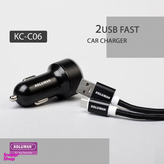 شارژر فندکی کلومن مدل KC-C06 به همراه کابل USB-C