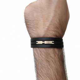 دستبند چرم و طلا 18 عیار مردانه کد 360