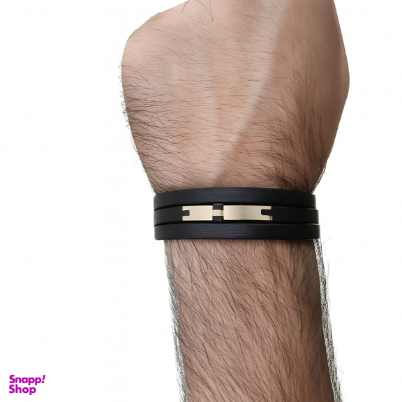 دستبند چرم و طلا 18 عیار مردانه کد 360