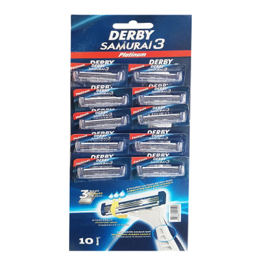 خود تراش دربی مدل SAMURAI 3 PLATINUM بسته 10 عددی