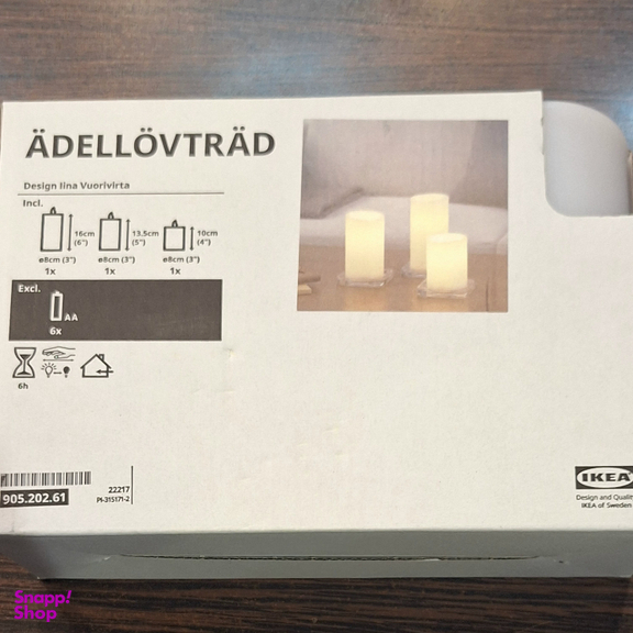 شمع استوانه LED ایکیا کد 905.202.61 مجموعه 3 عددی