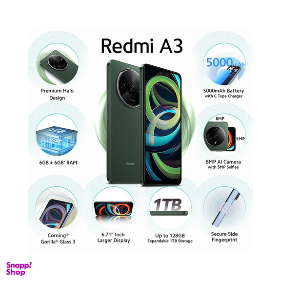 گوشی موبایل شیائومی مدل Redmi A3 دو سیم کارت ظرفیت 128 گیگابایت رم 4 گیگابایت