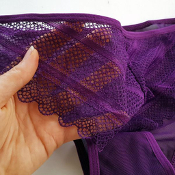 ست شورت و سوتین زنانه میسا مدل فنردار گیپوری کد 4717-6035 رنگ بنفش