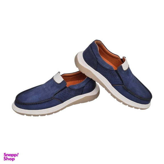 کفش طبی مردانه چرم ریباری مدل P1 رنگ آبی