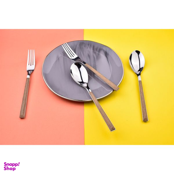 سرویس قاشق و چنگال 31 پارچه سی اند اس طرح چوبی