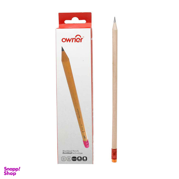 مداد اونر ذغالی بدنه سیاه مدل HB مشکی بسته 12 عددی