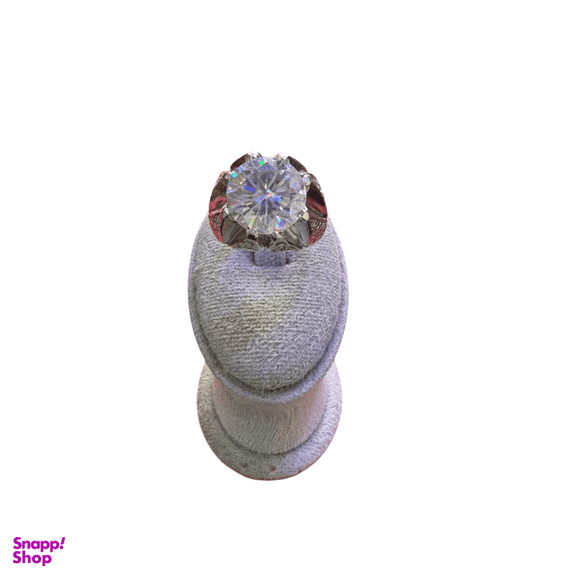 انگشتر نقره 925 عیار مردانه طرح سنگ سفید مونزانایت کد HOSS09
