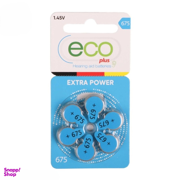 باتری سمعک اکو پلاس کد ECO PLUS a675 بسته 6 عددی