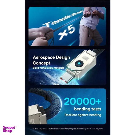 کابل دیتا 100 وات Type-C بیسوس مدل Unbreakable Series طول 2 متر