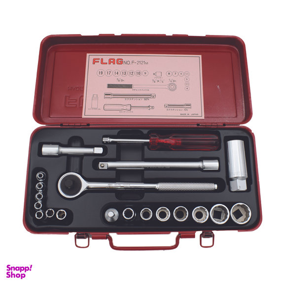 آچار و سری بکس فلگ مدل F-2121M مجموعه 21 عددی