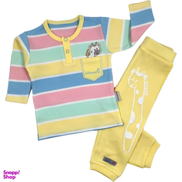 ست بلوز آستین بلند و شلوار کودک به آوران طرح راه راه زرافه