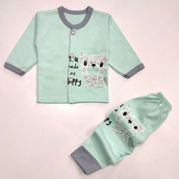 ست شومیز و شلوار نوزادی مدل خرس برفی کد 3700 رنگ سبز