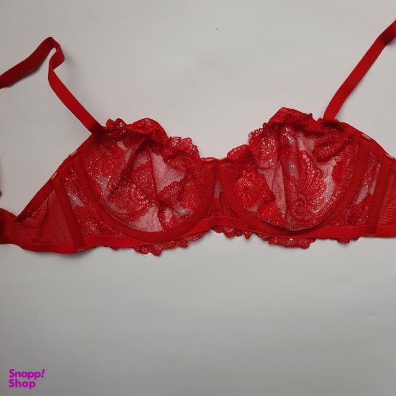 ست شورت و سوتین زنانه برتا مدل توری کد 2420ZR رنگ قرمز