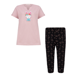 ست تیشرت و شلوارک راحتی زنانه کد 1029 رنگ صورتی