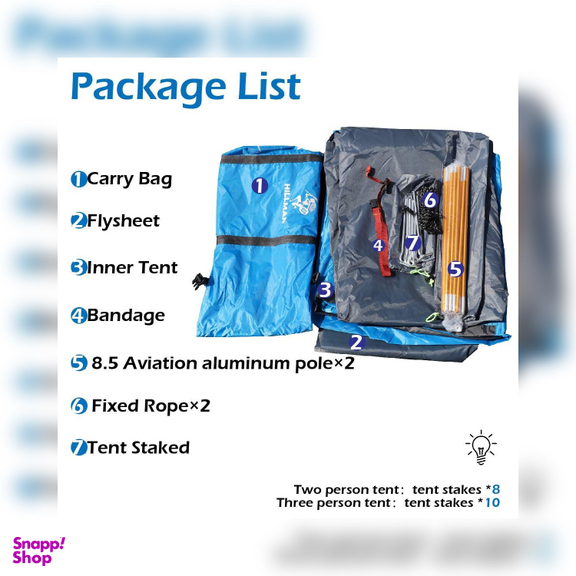 چادر کوهنوردی 3 نفره هیلمن مدل HN03