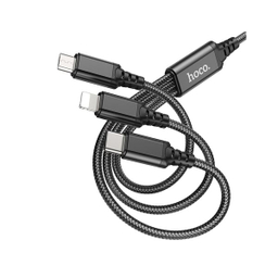 کابل تبدیل 3 کاره USB به لایتنینگ و MicroUSB و USB-C هوکو مدل X76 3IN1 طول 1 متر