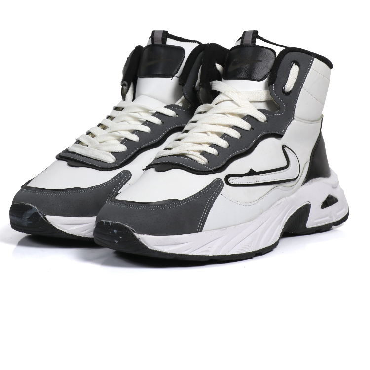 نیم بوت مردانه مدل km2004 رنگ سفید مشکی