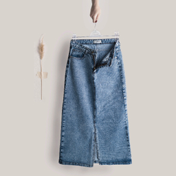 دامن جین زنانه دی تی مد کد 381 رنگ آبی