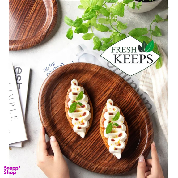 سینی فرش کیپس مدل بیضی طرح چوب کد 02