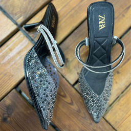 کفش مجلسی زنانه طرح زارا مرواریدی کد 1218 رنگ مشکی