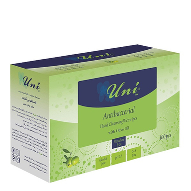 دستمال مرطوب ضدعفونی کننده یونی لد مدل روغن زیتون بسته ۱۰۰ عددی
