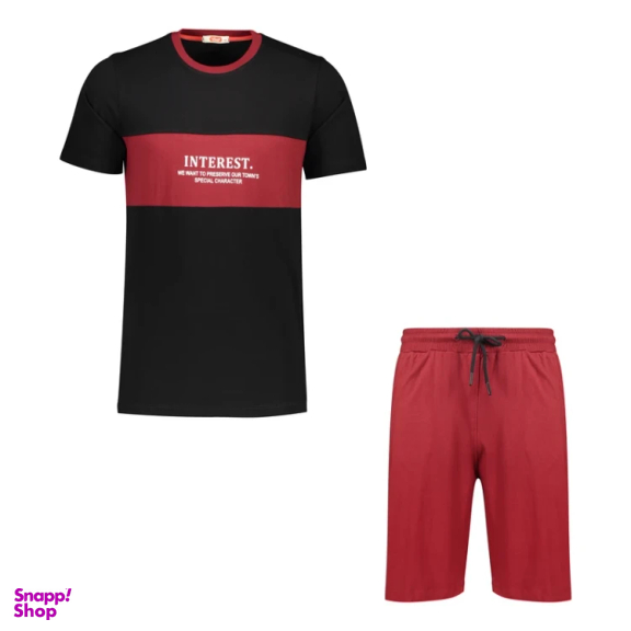 ست تیشرت و شلوارک مردانه مادر مدل هری کد AM-MA-Harry-P رنگ زرشکی