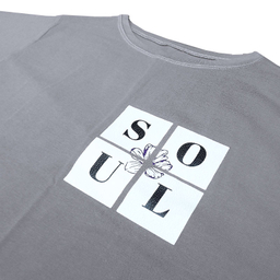 کراپ تیشرت زنانه طرح Soul مدل TKSOUTS رنگ طوسی