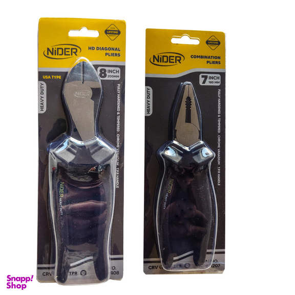 انبر دست و سیم چین نیدر کد HEAVY DUTY CR-V 08 سایز 8 اینچ مجموعه 2 عددی