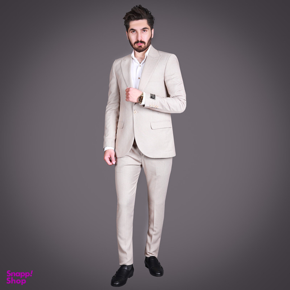 کت و شلوار مردانه مدل SOLG-JO رنگ کرم