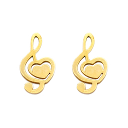 گوشواره طلا 18 عیار زنانه کاپانی طرح ملودی و قلب کد KE010