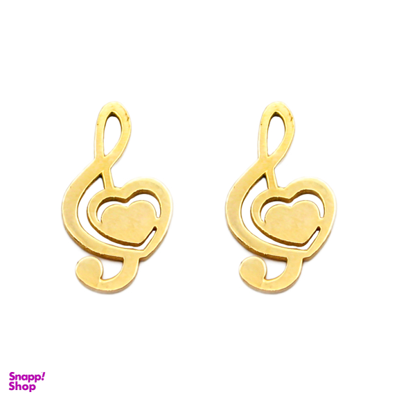 گوشواره طلا 18 عیار زنانه کاپانی طرح ملودی و قلب کد KE010