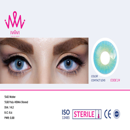 لنز رنگی چشم لئا کد 24 رنگ آبی روشن به همراه نگهدارنده لنز